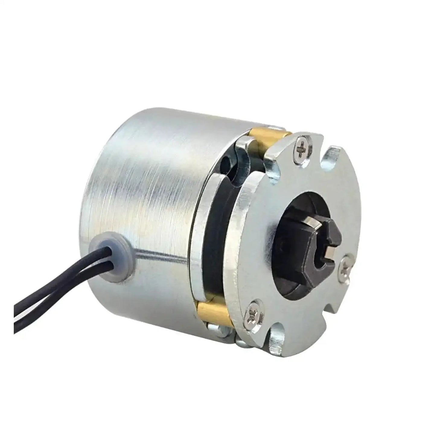 Compact 24V DC electromagnetic brake compatible with NEMA 17 stepper motors, delivering 0.25Nm static torque and 5W draw