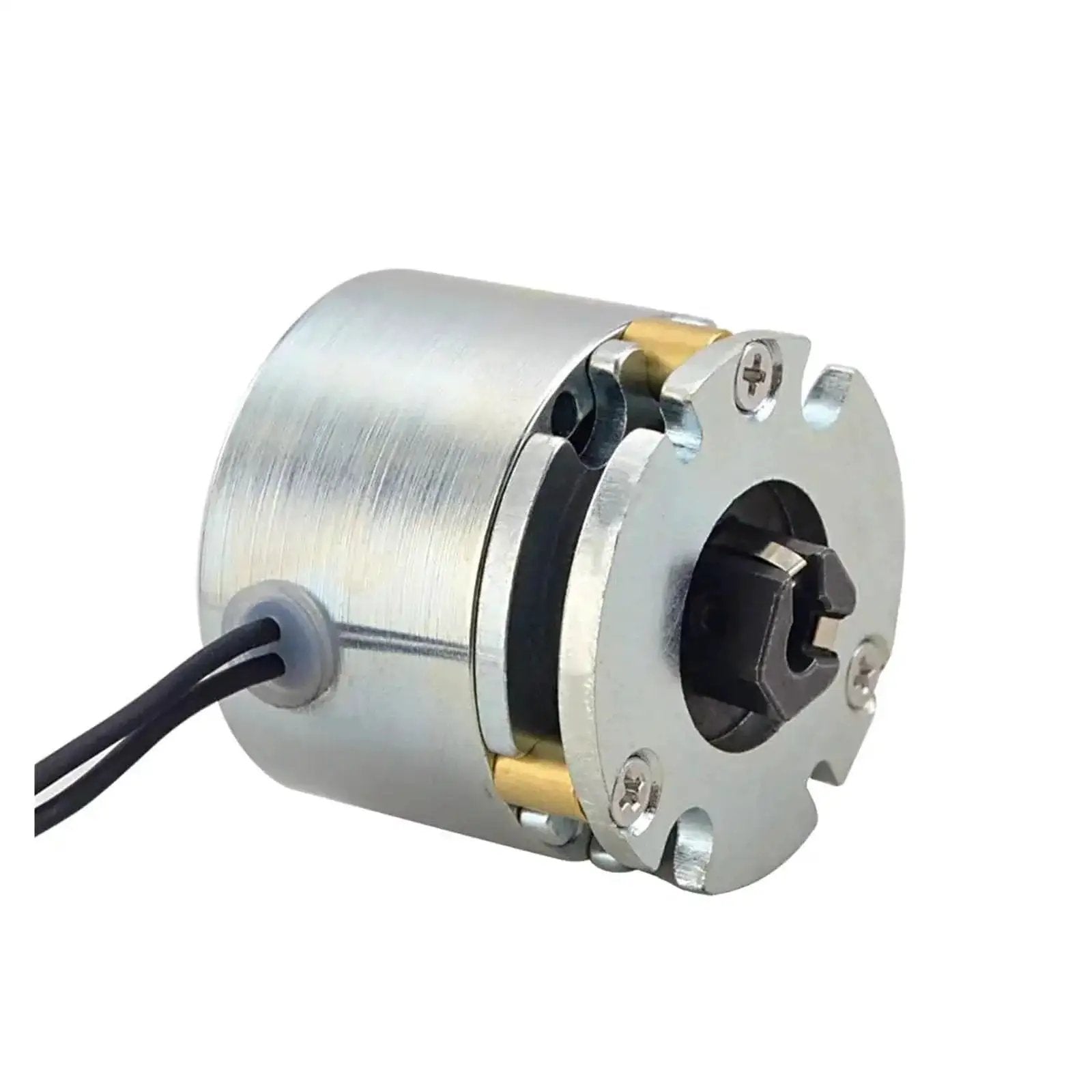 Compact 24V DC electromagnetic brake compatible with NEMA 17 stepper motors, delivering 0.25Nm static torque and 5W draw