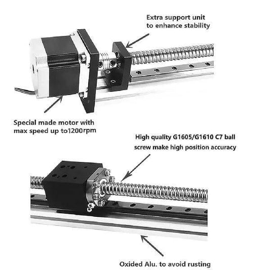 2.5' Feet Actuator NEMA 23 CNC Ballscrew Linear Motion Slide Rail Table - a Motor