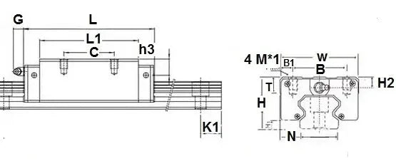 25mm Square Slide Unit Block Linear Motion