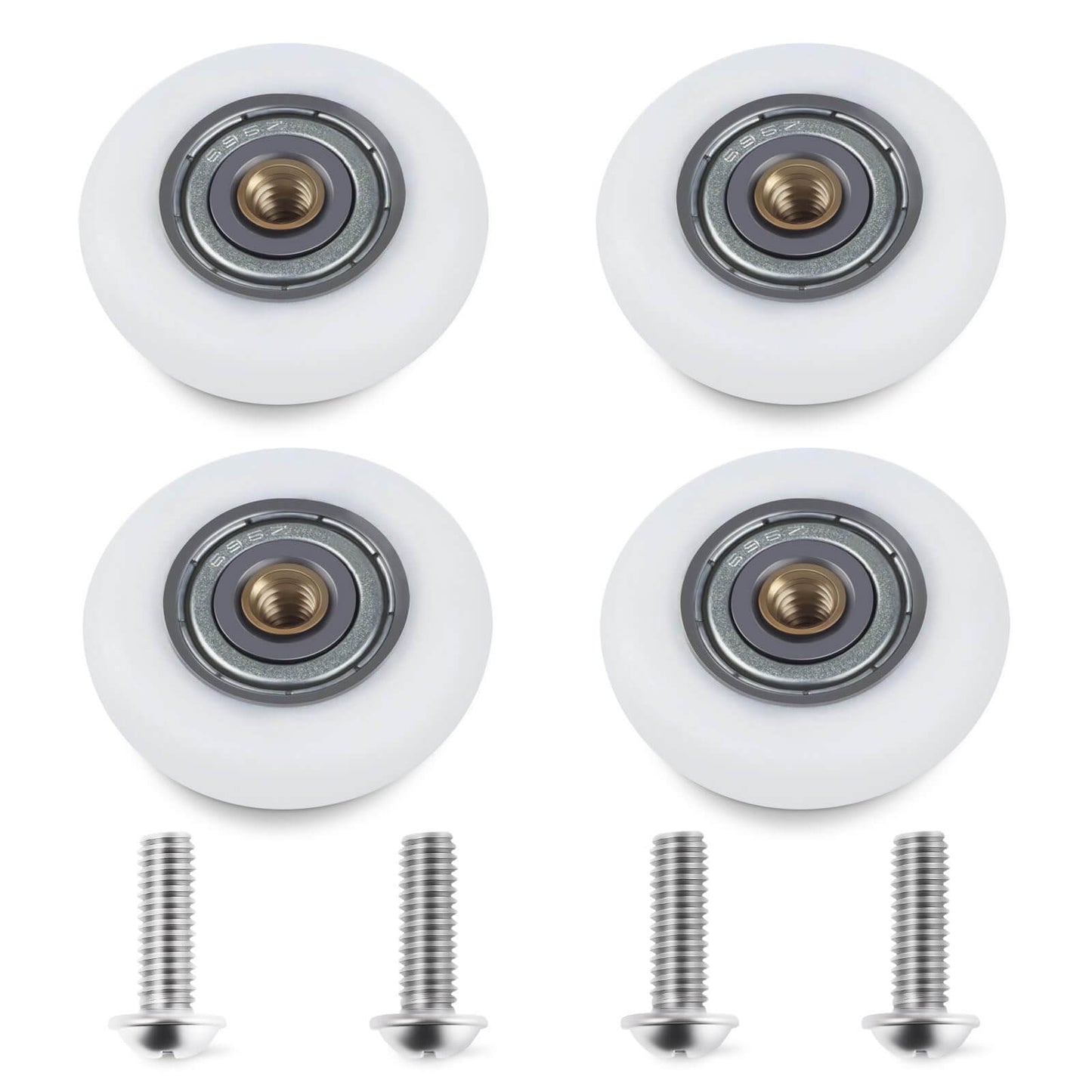 25mm Shower Door Rollers Replacement Set with 304 stainless steel runners, 4-piece set with screws for glass shower doors