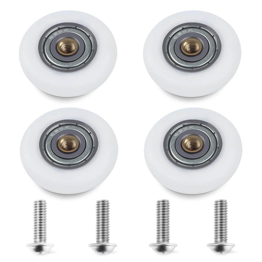 25mm Shower Door Rollers Replacement Set with 304 stainless steel runners, 4-piece set with screws for glass shower doors