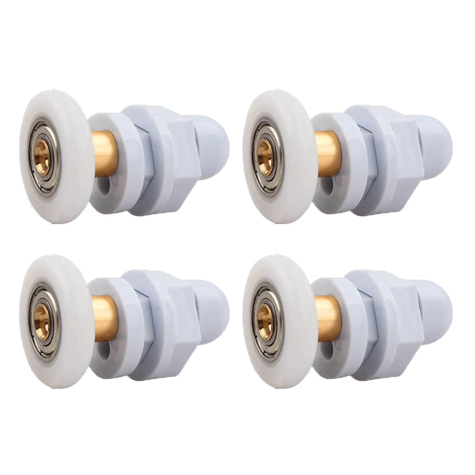4PCS 25mm shower door rollers replacement with copper rod pulley, nylon runners, and stainless steel hardware