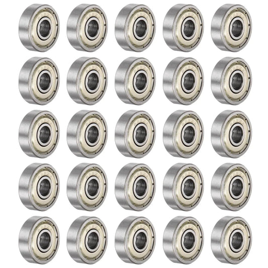 25pcs 625ZZ Deep Groove Ball Bearings 5mm Bore 16mm OD 5mm Thick Carbon Steel Double Shielded ABEC3 Z1 Bearing for Motors