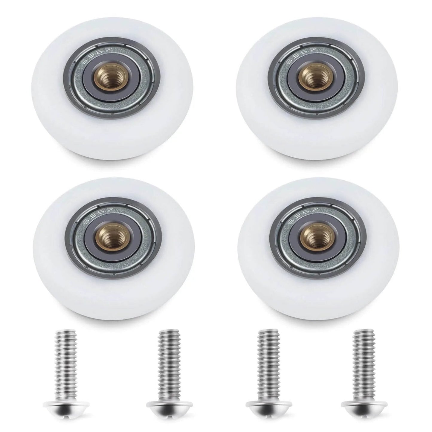 27mm Shower Door Rollers Replacement Set with 304 stainless steel runners and screws for glass doors, set of 4.