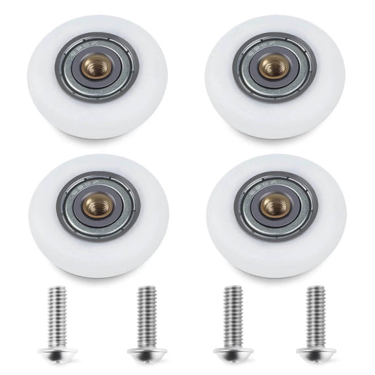 27mm Shower Door Rollers Replacement Set with 304 stainless steel runners and screws for glass doors, set of 4.