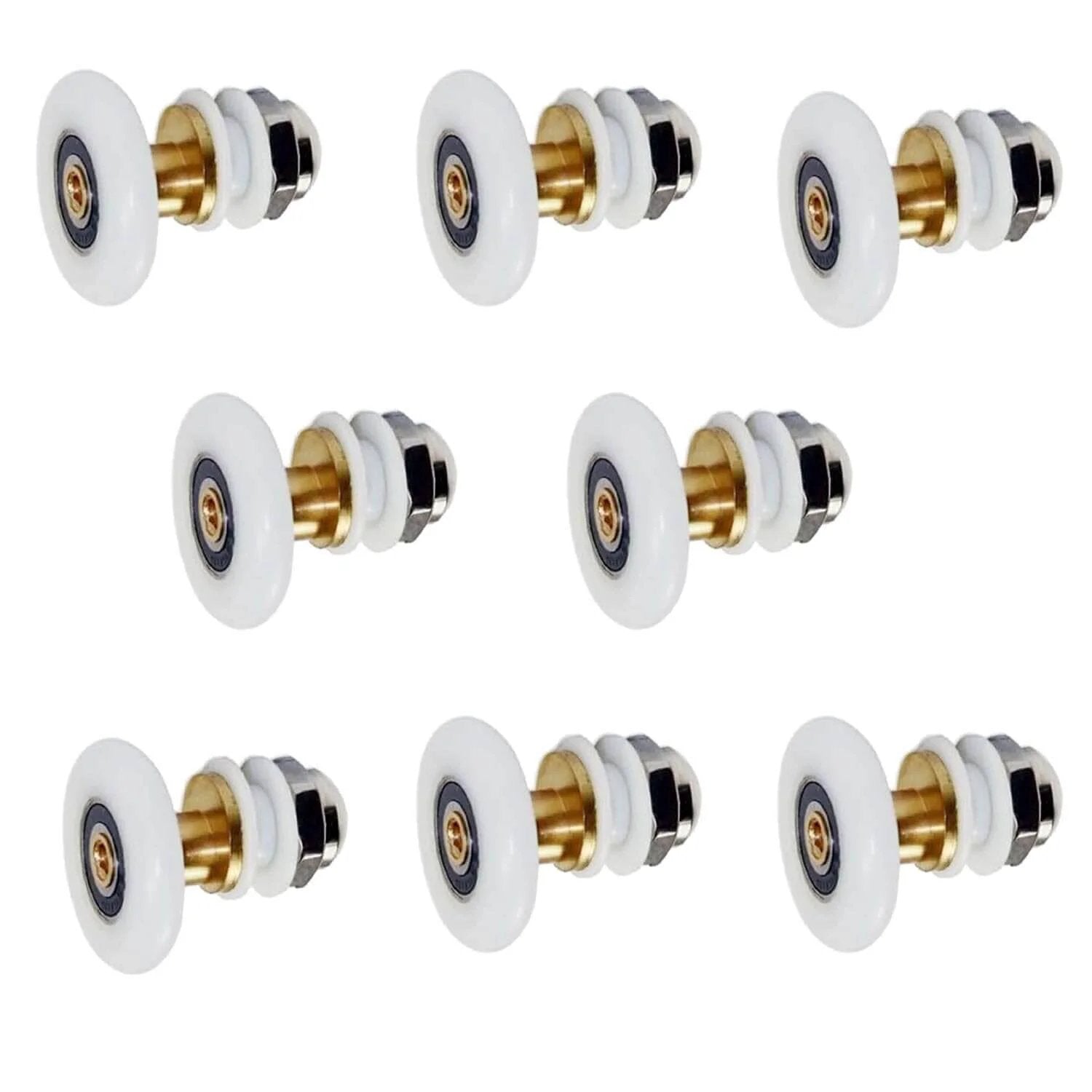 27mm Shower Door Rollers Replacement Set 8PCS for Bathroom Glass Sliding Doors with Copper Stainless Steel and Nylon Construction