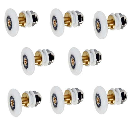 27mm Shower Door Rollers Replacement Set 8PCS for Bathroom Glass Sliding Doors with Copper Stainless Steel and Nylon Construction