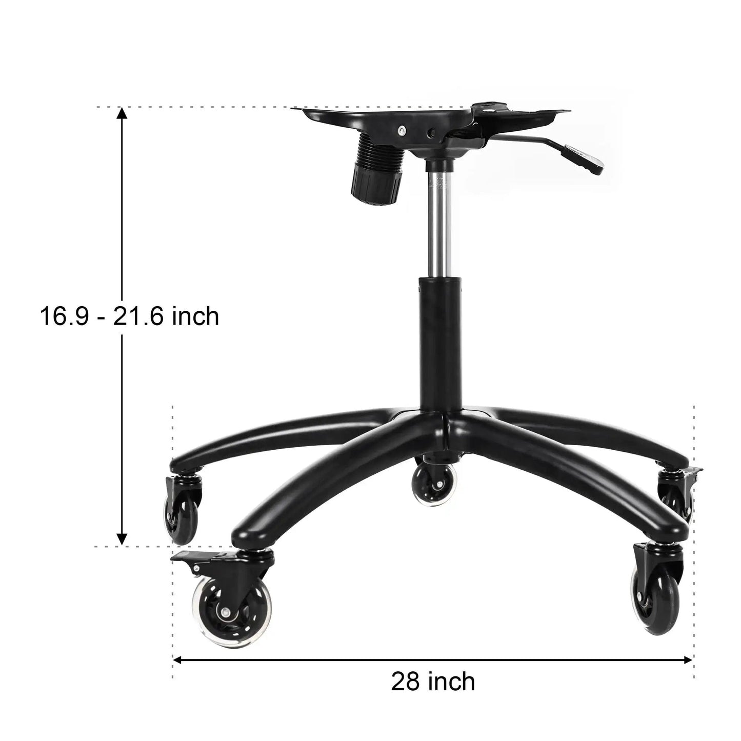 28 Inch Office Chair Base Replacement Part With Metal Base Wide Legs And Bottom Plate Stand Cylinder Two Wheels With Brakes