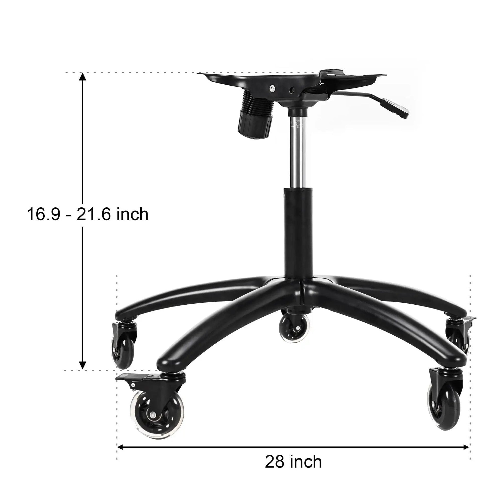 28 Inch Office Chair Base Replacement Part With Metal Base Wide Legs And Bottom Plate Stand Cylinder Two Wheels With Brakes