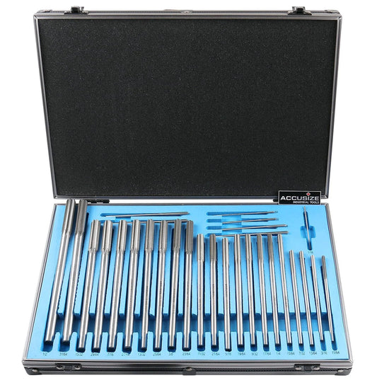 29 Piece HSS Chucking Reamers Set 1/16 To 1/2 Inch By 1/64 Inch Aluminum Case