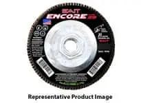 Grinding wheel with center hole, labeled 'SAIT Encore'. Representative product image of an abrasive tool.