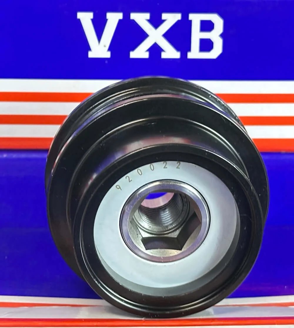 920022 Alternator Idler Pulley Clutch (920022A) front view showing multiple grooves and central hexagonal fitting.