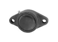 UCFT205CE 25mm ID wide set-screw ball bearing, sealed 2-bolt flange mount, cast iron housing, contact slinger seal, front view