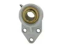 Front view of Single 1-1/4 in Wide Set-Screw 3-Bolt Flange Housing, White Plastic Pillow Block with Zinc-Plated Insert UCFBL206-20MZ2W.