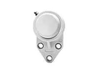 Front view of 3/4 in (19.05 mm) Narrow Inner Ring Set Screw 3-Bolt Flange BFBL4-12MZ2CEB with black polymer housing and zinc-plated insert.