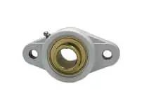 Front view of 1-1/2 in (38.1 mm) Wide Insert Set-Screw Zinc-Plated Sealed Ball Bearing for 2-Bolt Flange White Polymer Housing