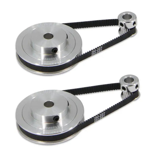 Two Piece 2GT Synchronous Timing Pulley Set 20 To 80 Teeth 8mm Bore Aluminum Belt Pulleys With 250mm Length And 6mm Width