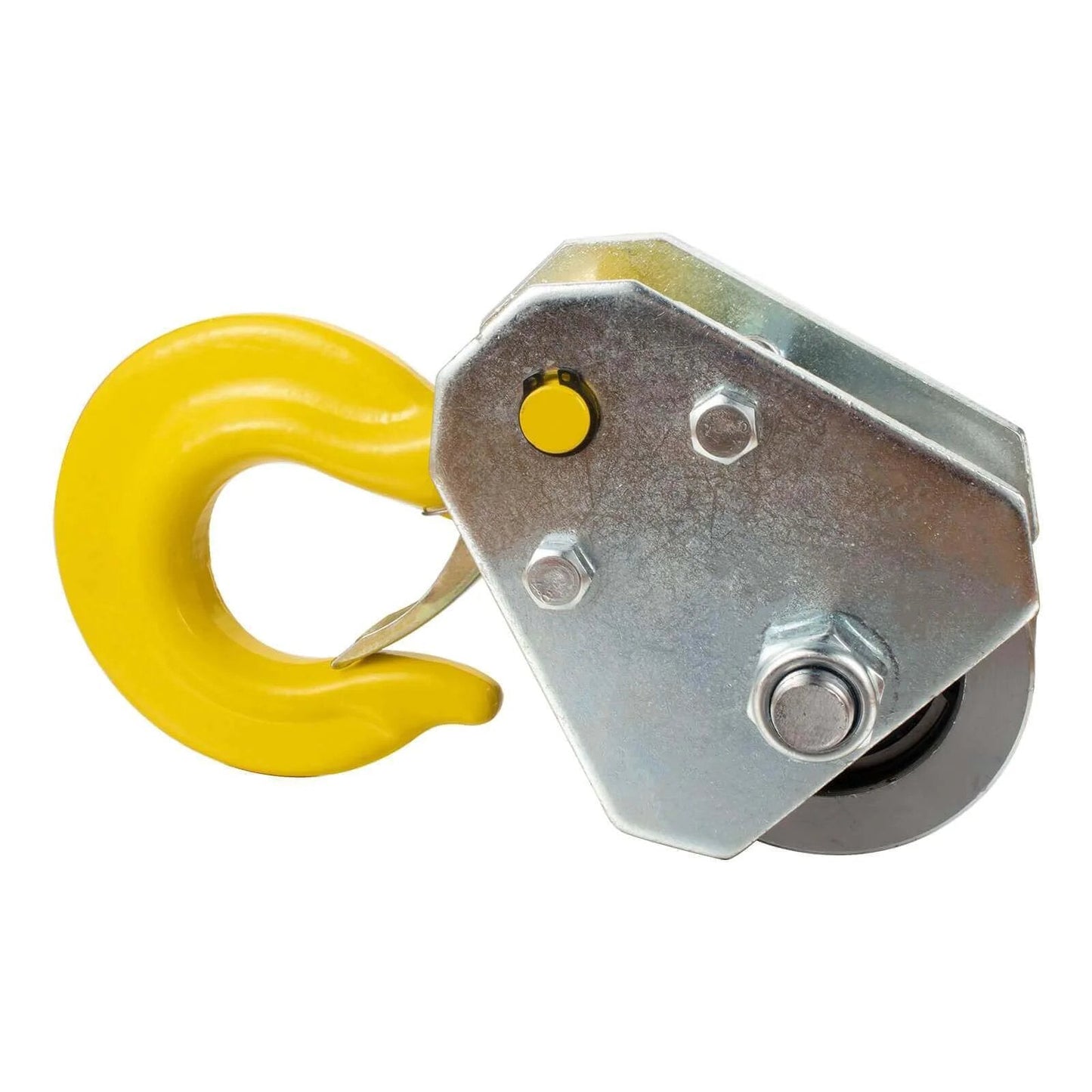 2Ton Pulley Hook Heavy Duty Pulley Lifting Block Hoist with Hook for 5/8" Wire Rope Snatch Block 1Pack, yellow hook, metal body