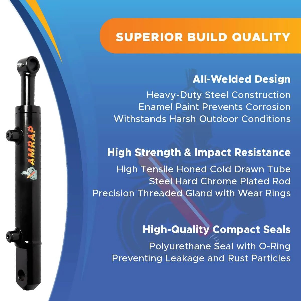 ✝️ 2x14 Hydraulic Cylinder - 2 Inch Bore, 14 Inch Stroke Double Acting Hydraulic Cylinder Welded Tang Universal Replacement Cylinder - SAE 6 Ports, 3500 PSI