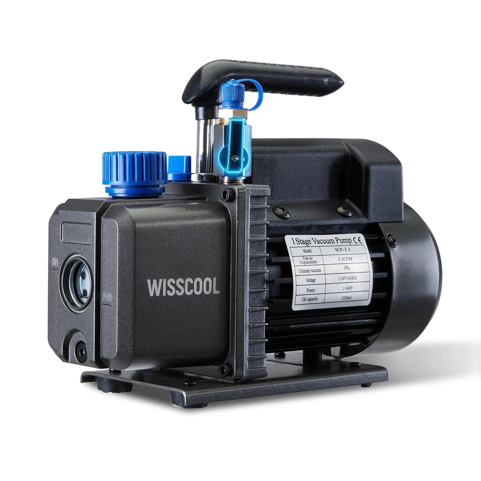 High Performance 3.5 CFM Vacuum Pump For HVAC Systems With 1/4 HP 110V Single Stage Design and Oil Ball Valve
