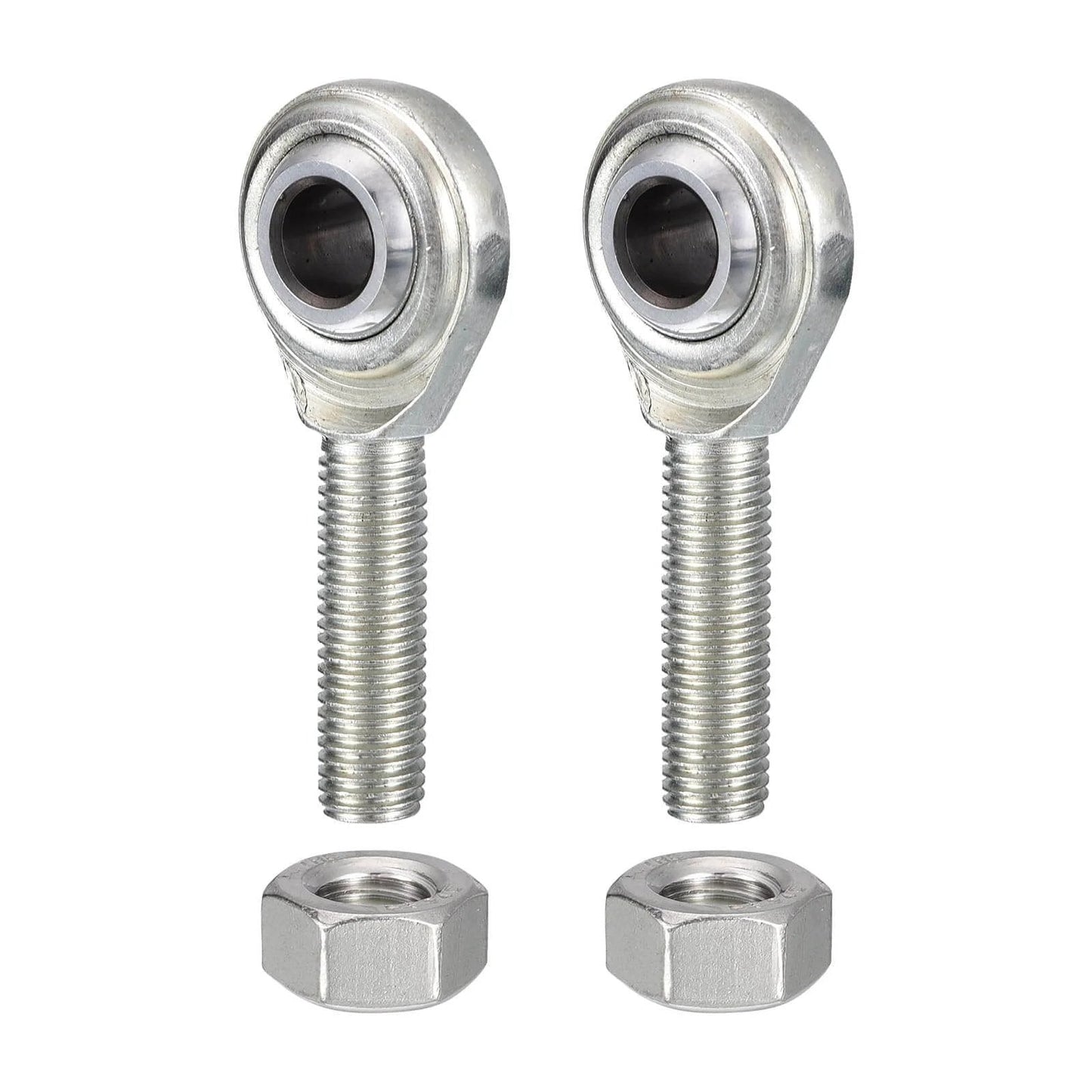 CM6 rod end bearing heim joint kit, 3/8 inch bore with 3/8-24 right hand male thread, shown with jam nuts for machinery and automotive use.