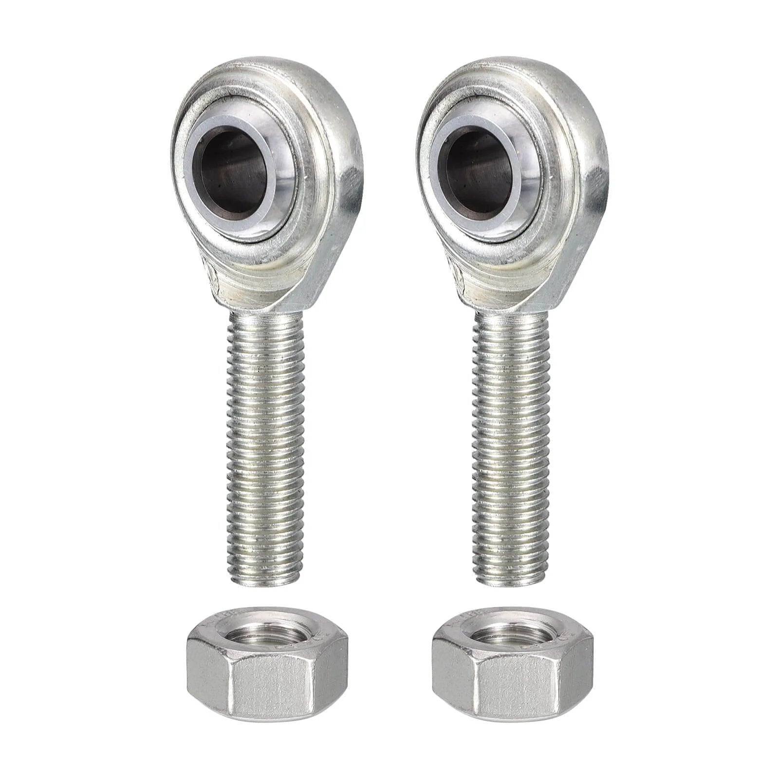 CM6 rod end bearing heim joint kit, 3/8 inch bore with 3/8-24 right hand male thread, shown with jam nuts for machinery and automotive use.