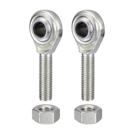 CM6 rod end bearing heim joint kit, 3/8 inch bore with 3/8-24 right hand male thread, shown with jam nuts for machinery and automotive use.