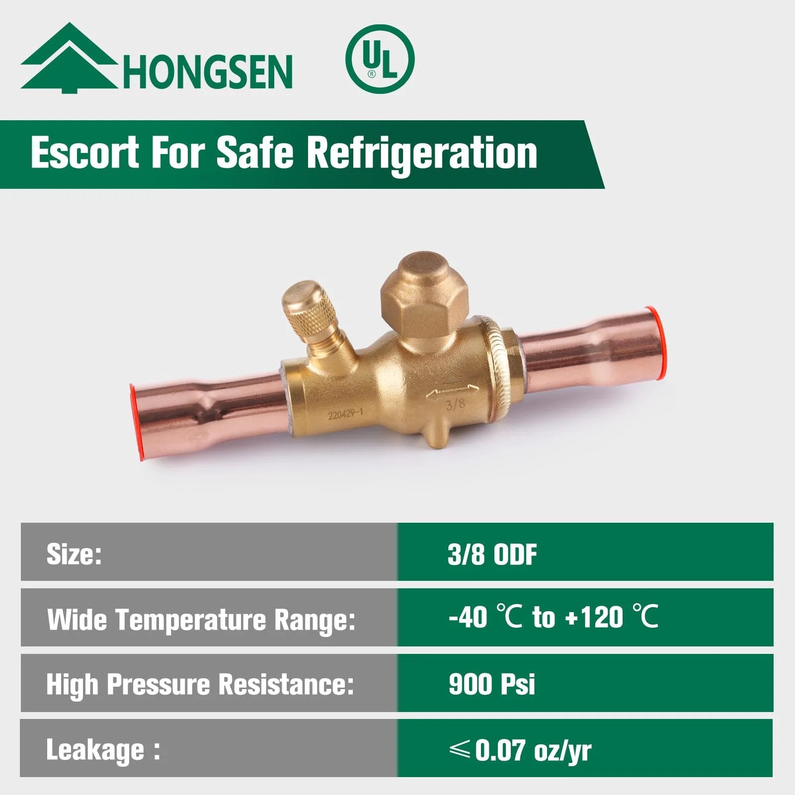 3/8 ODF Brass Refrigeration Ball Valve UL Listed Helium Leak Tested High Pressure 900 PSI Copper Tube Solder Connection