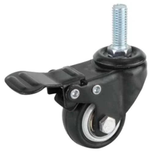 3" Caster Wheel - Brake - PVC M12 Threaded Stem