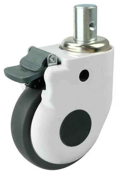 3" Inch 165 Lbs Medical Caster Wheel with Brake Tapped Stem Swivel TPR