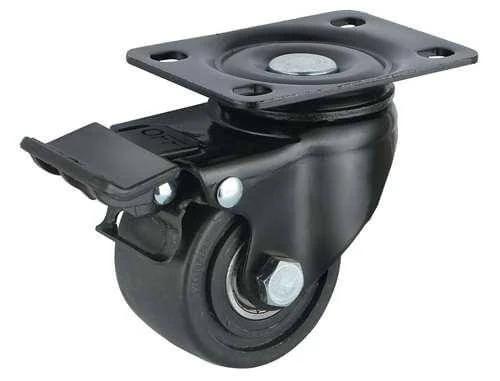 3" Low Profile Caster Wheel 441 Lbs - Brake Nylon Top Plate