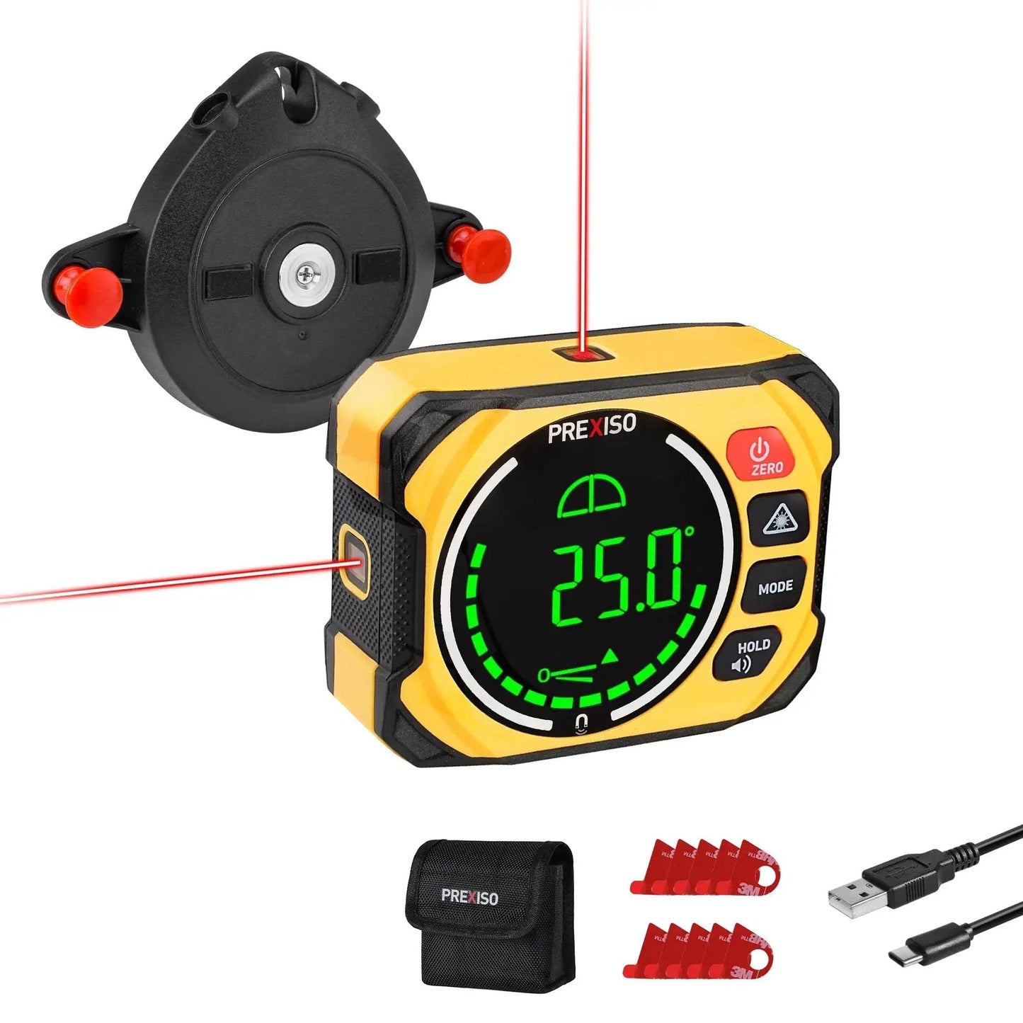 Three In One Digital Laser Level With Magnetic Wall Mount Base And Digital Angle Gauge For Woodworking And Home Improvement