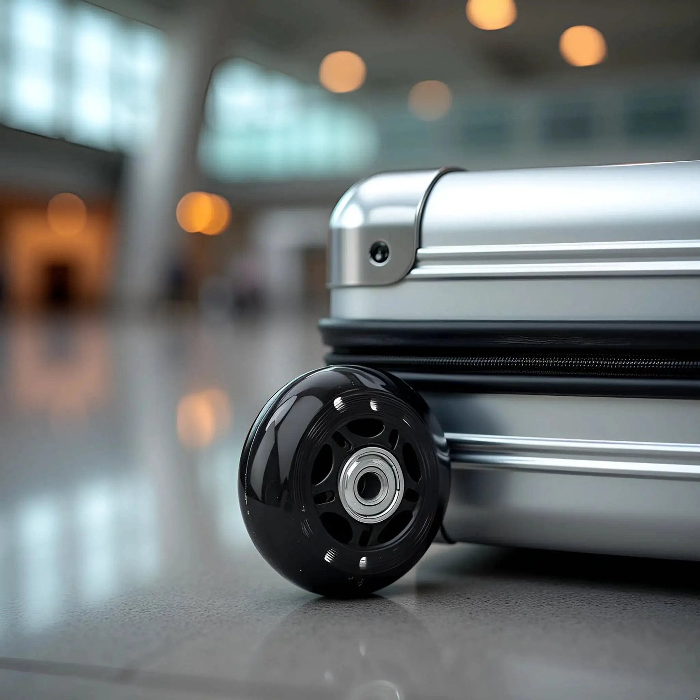 3 Inch Caster Wheels With 608ZZ Bearing 76x24x8mm Silent Black Transparent PU Replacement Wheels for luggage carts installed close-up