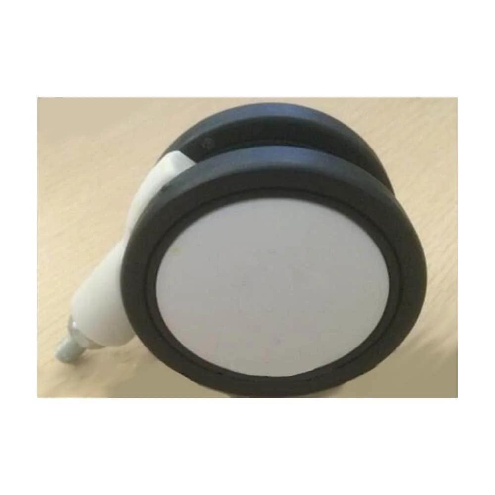 10-Pack 3" Black-White Twin Wheels Swivel Caster - Brakes & M8 Threaded Swivel Stem-