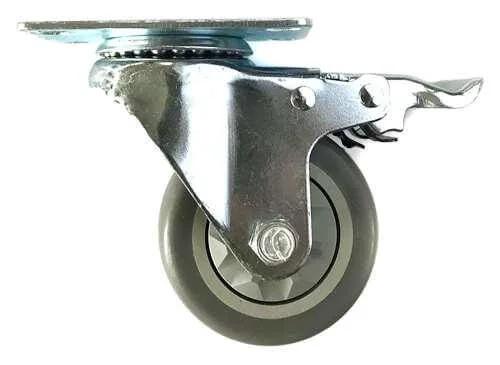 3" Caster Wheel - Brake - TPR - Top Plate