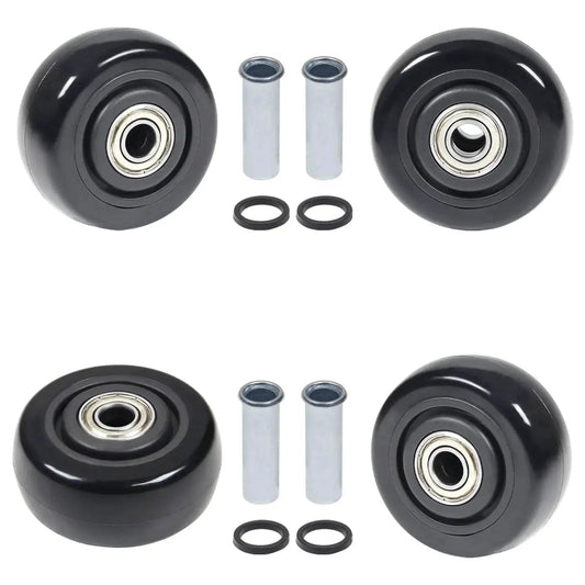 Set Of 4 PU Caster Wheels, 3 Inch Wide, 75mm Diameter, 1-1/4 Inch Wheel Width, 3/8 Inch Axle, High Load Capacity And Quiet Rolling