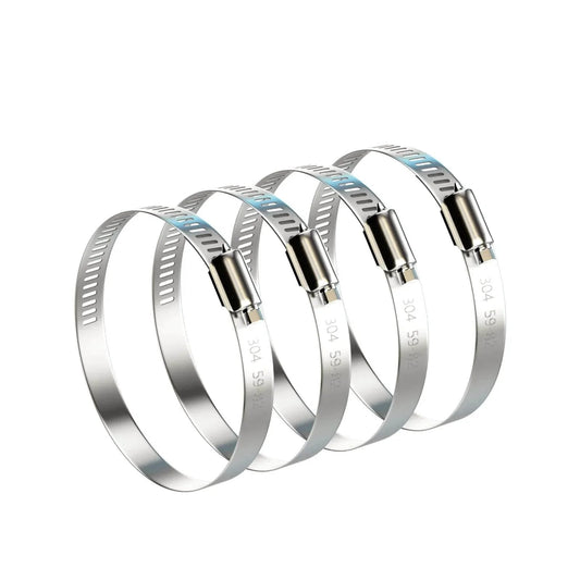 4 Pack 3 Inch Hose Clamps 304 Stainless Steel Worm Gear Adjustable Duct Clamps 2.4 To 3.2 Inch Diameter For Dryer Vent Air Duct Fuel Line