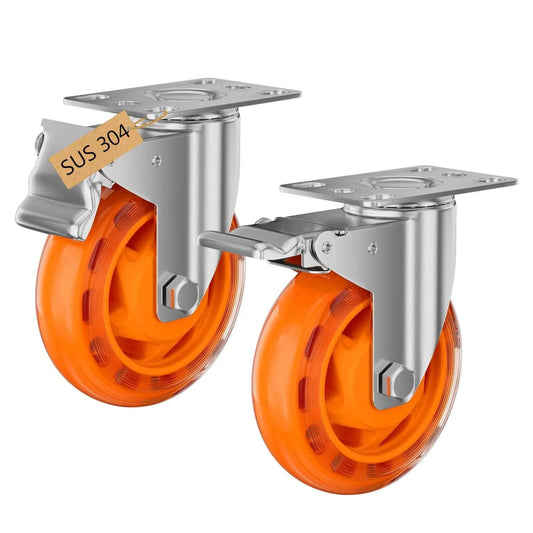 3 inch stainless steel caster wheels with total lock brake, SUS 304 washable heavy duty waterproof casters in a 2 pack