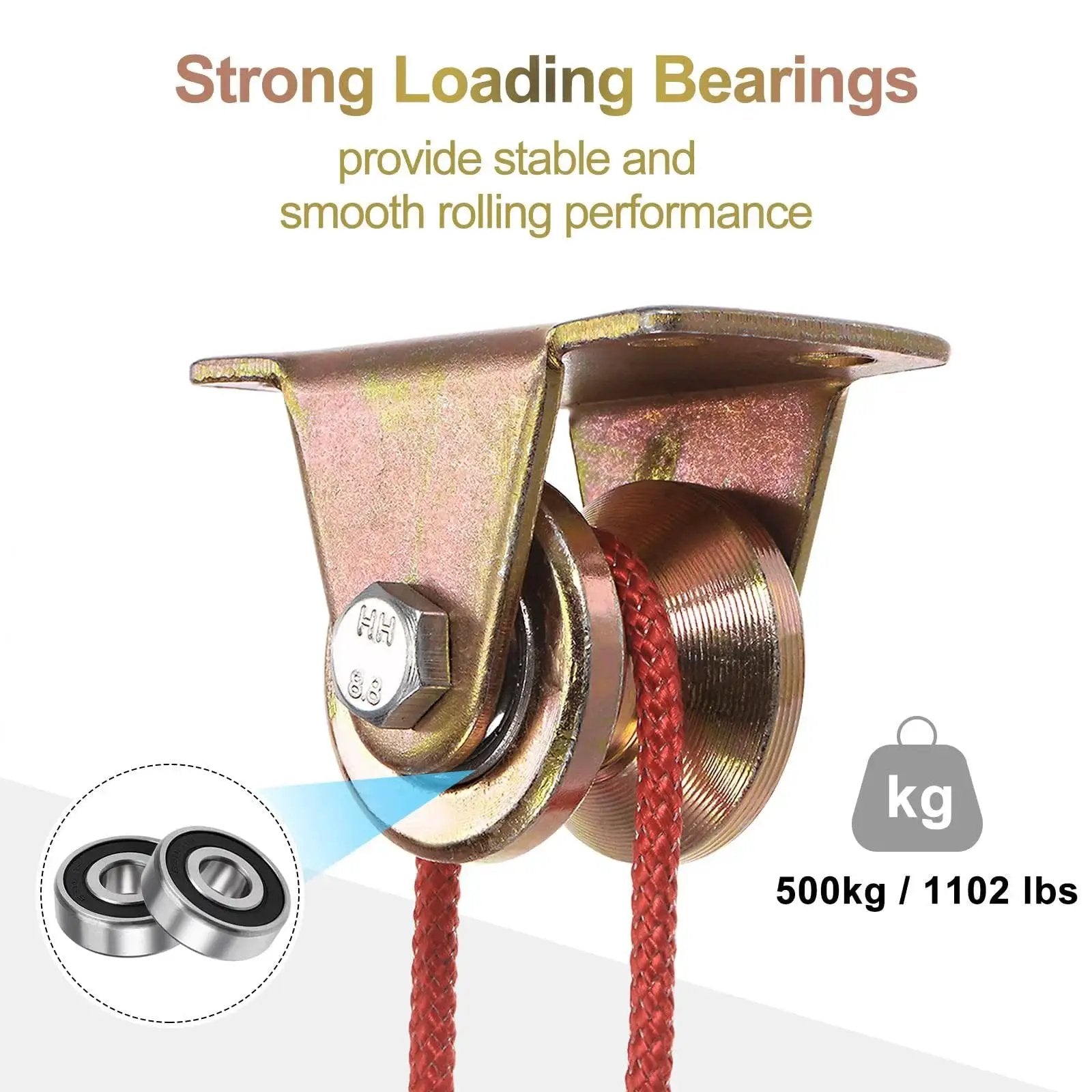 Close-up of 8 Pack 3 Inch V Groove Wheel Sliding Gate Casters With Bracket For Inverted V Track Heavy Duty 1102 Lbs capacity showing strong bearings