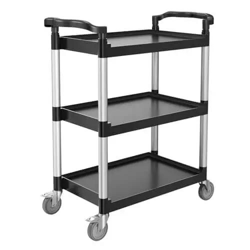 Heavy Duty 3 Tier Utility Cart With 360 Degree Swivel Wheels And Brakes, 300 Lb Load Capacity, Food Service Cart for versatile use