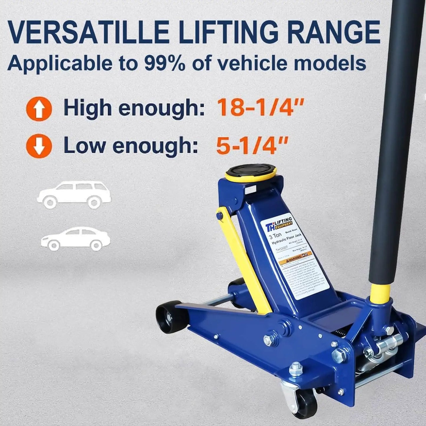 Heavy Duty 3 Ton Floor Jack With Low Profile Design, Hydraulic Steel Service Jack, Quick Rise Double Pump Lift, blue design.