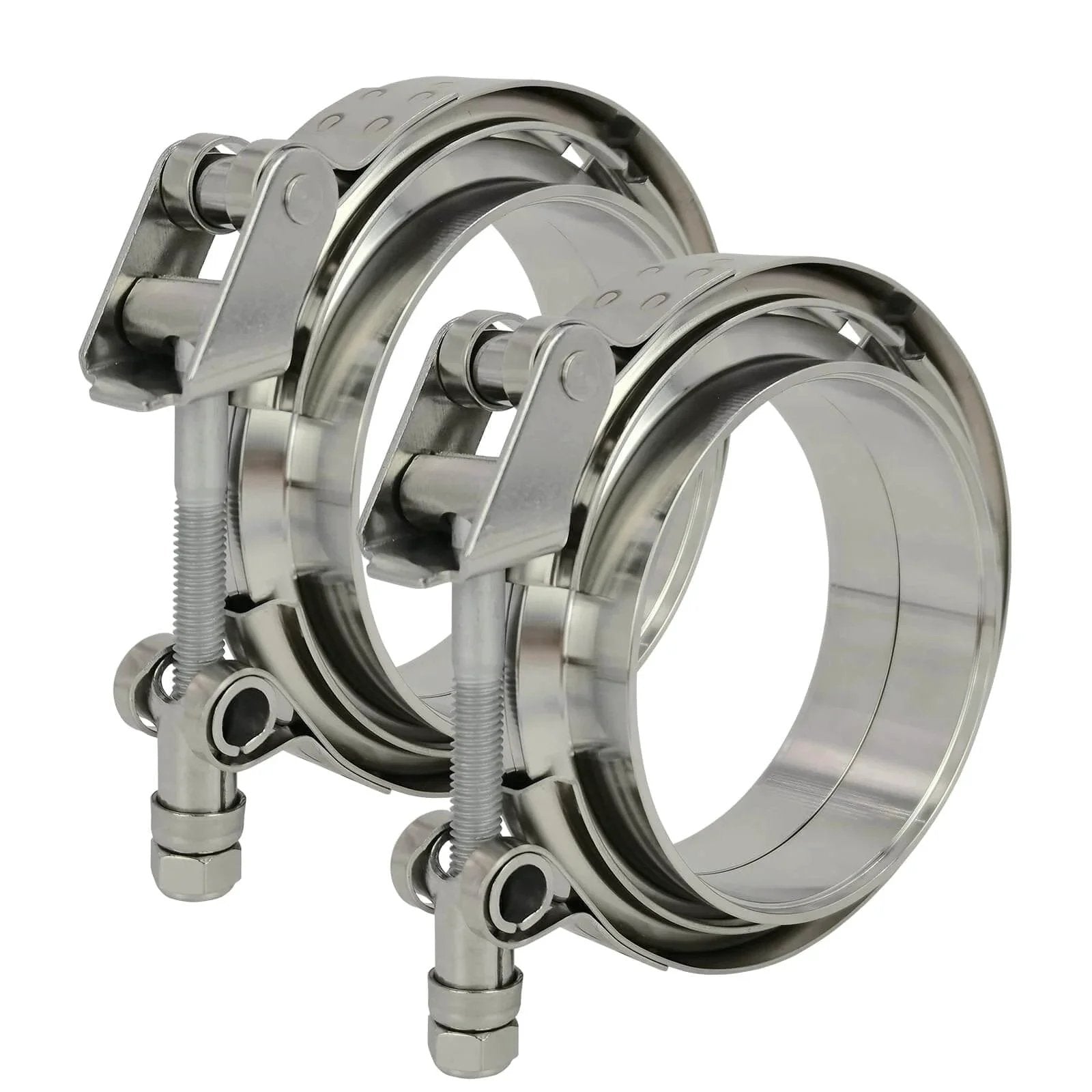 2 Pack 3.5 Inch Quick Release V Band Clamp With 304 Stainless Steel Male And Female Flanges For Exhaust Downpipes Intercooler Piping
