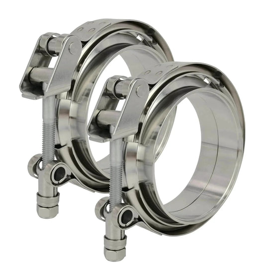 2 Pack 3.5 Inch Quick Release V Band Clamp With 304 Stainless Steel Male And Female Flanges For Exhaust Downpipes Intercooler Piping