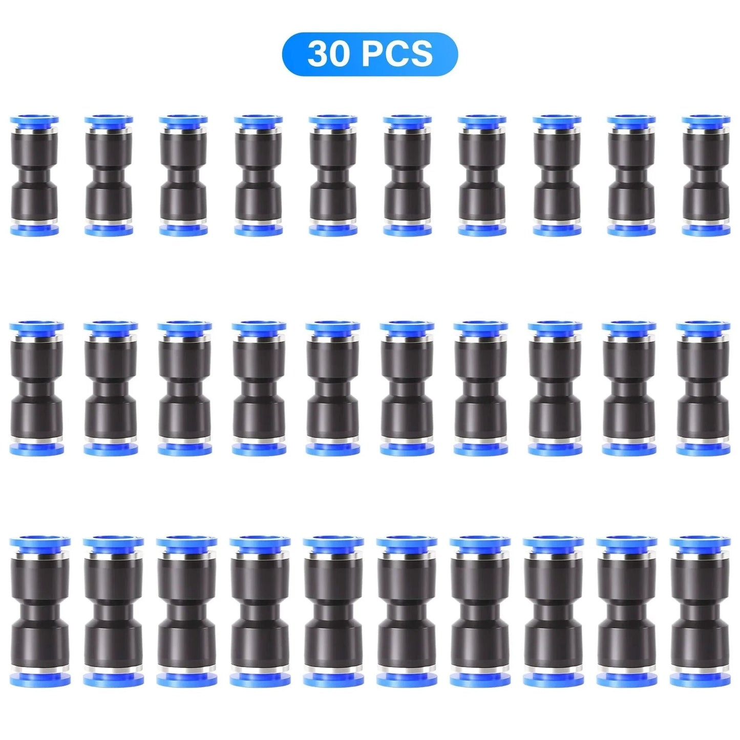 30 Pcs Pneumatic Straight Push Connectors Set Plastic Quick Release Air Line Fittings For Quarter Inch To Three Eighth Inch Tubing