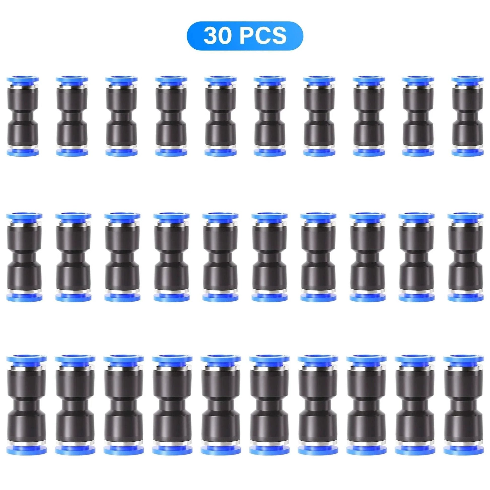 30 Pcs Pneumatic Straight Push Connectors Set Plastic Quick Release Air Line Fittings For Quarter Inch To Three Eighth Inch Tubing