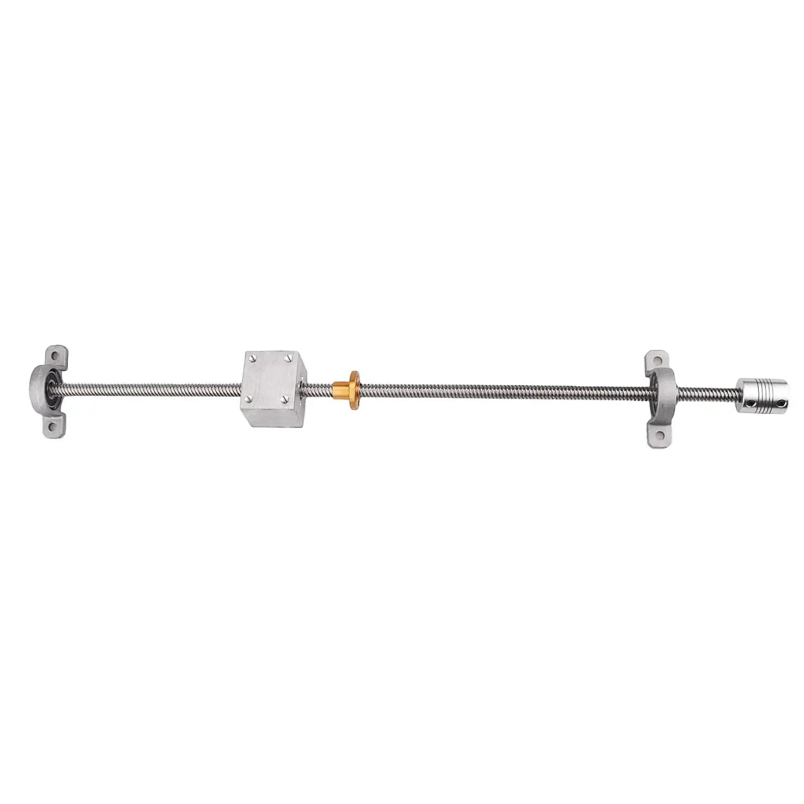 300mm T8 Lead Screw Nut Set With 8mm Diameter Lead Screw 2 KP08 Pillow Bearing Blocks And 8x8mm Coupler For 3D Printers CNC Machines And DIY Projects Brass Nut With Four Mounting Holes For Smooth Linear Motion.