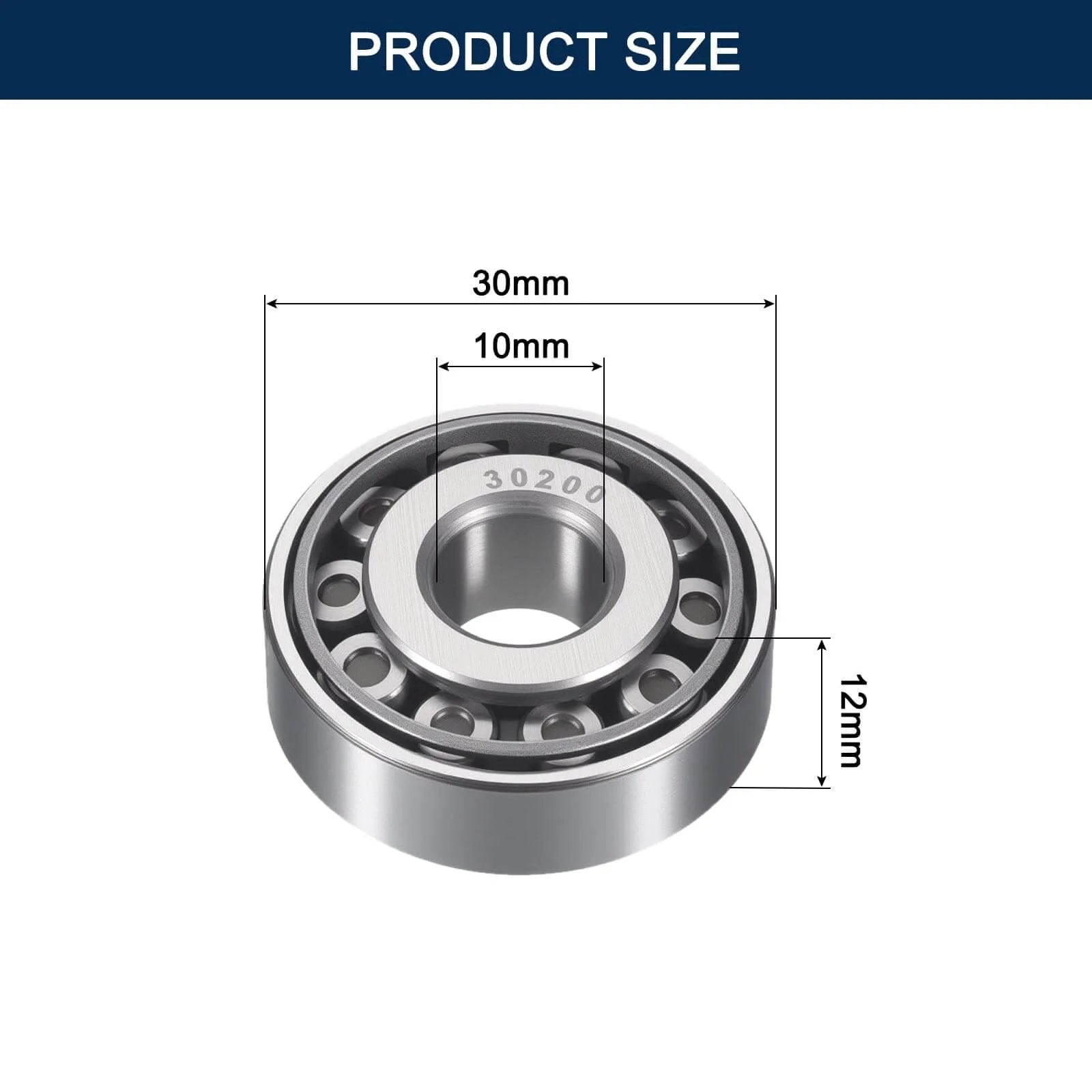 2 Pack 30200 Tapered Roller Bearing Cone and Cup Set, 10mm Bore 30mm OD 12mm Cup Width, Chrome Steel Wheel Bearings, ABEC-3