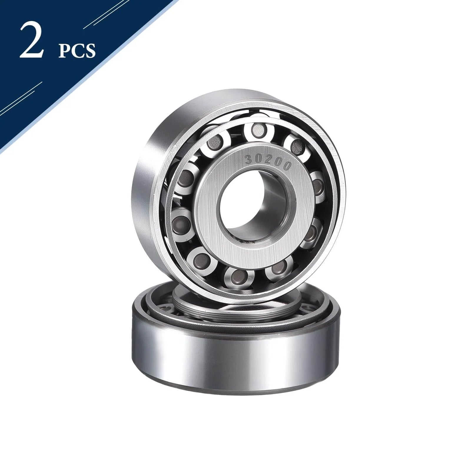 Close-up of 2 Pack 30200 Tapered Roller Bearing Cone and Cup Set, 10mm Bore 30mm OD 12mm Cup Width, Chrome Steel Wheel Bearings, ABEC-3