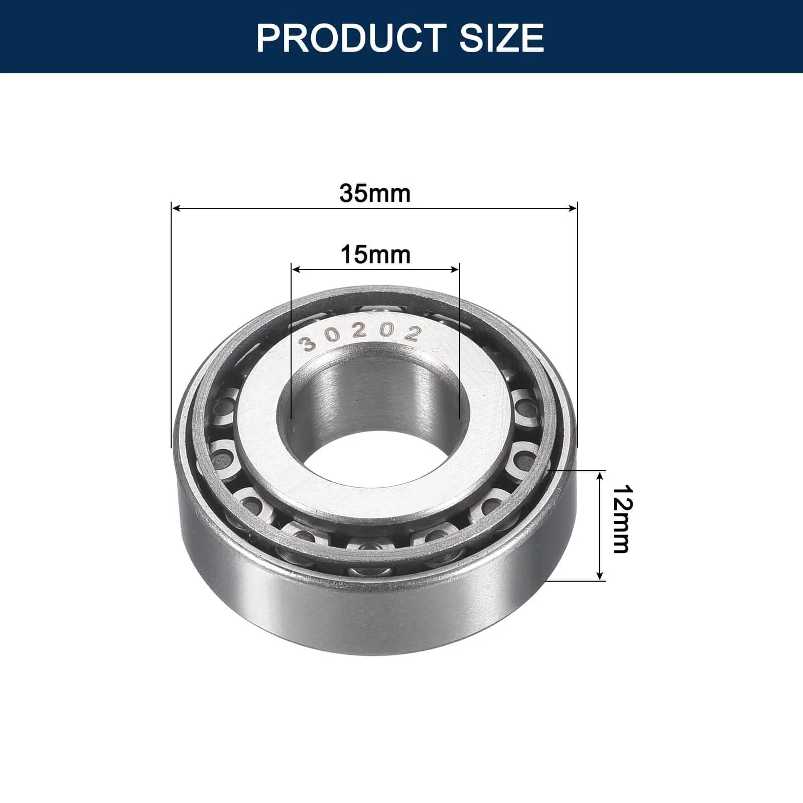 Image of 2 Pack 30202 Tapered Roller Bearing Cone and Cup Set, 15mm Bore 35mm OD 12mm Cup Width, Chrome Steel Wheel Bearings, ABEC-3